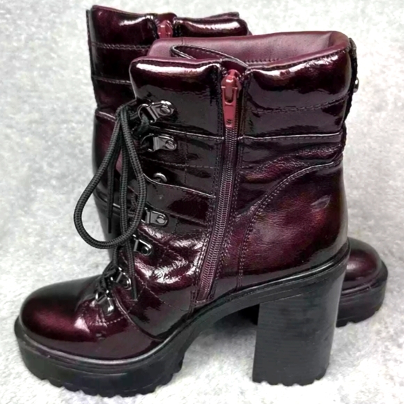 "Deep copper" GBG round toe, mid calf, Lace-up platform combat boots (W-10M) - Picture 5 of 10